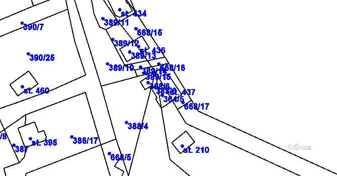 Parcela st. 437 v KÚ Libeř, Katastrální mapa