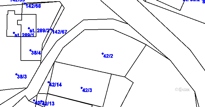 Parcela st. 42/2 v KÚ Libeř, Katastrální mapa