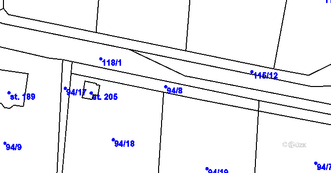 Parcela st. 94/8 v KÚ Libeř, Katastrální mapa