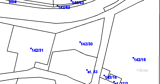 Parcela st. 142/30 v KÚ Libeř, Katastrální mapa
