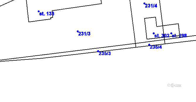 Parcela st. 235/3 v KÚ Libeř, Katastrální mapa