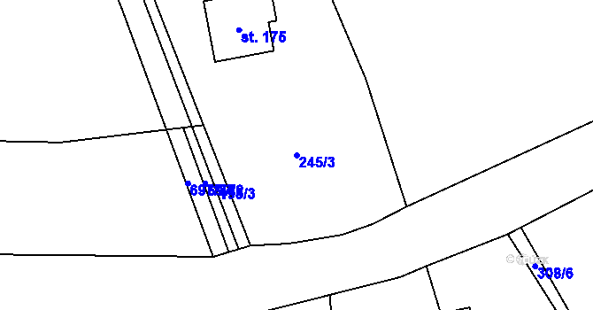 Parcela st. 245/3 v KÚ Libeř, Katastrální mapa