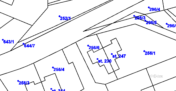 Parcela st. 256/6 v KÚ Libeř, Katastrální mapa