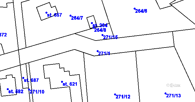 Parcela st. 271/1 v KÚ Libeř, Katastrální mapa