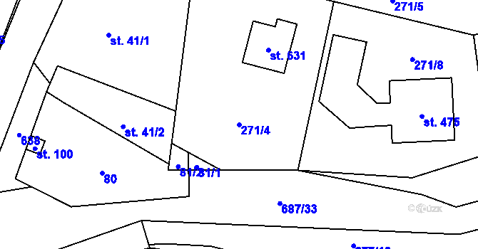 Parcela st. 271/4 v KÚ Libeř, Katastrální mapa
