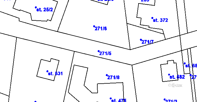 Parcela st. 271/5 v KÚ Libeř, Katastrální mapa