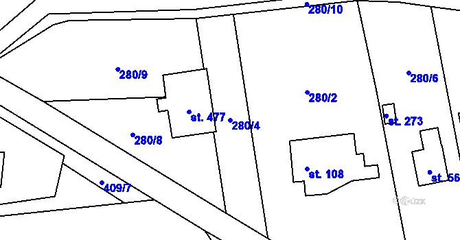 Parcela st. 280/4 v KÚ Libeř, Katastrální mapa