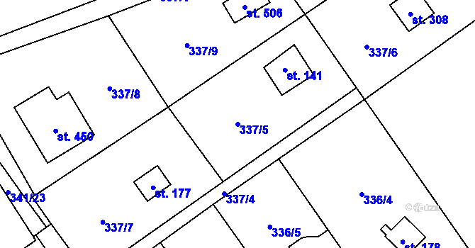 Parcela st. 337/5 v KÚ Libeř, Katastrální mapa