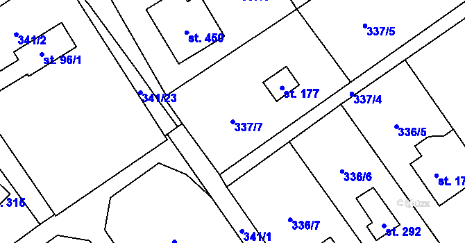 Parcela st. 337/7 v KÚ Libeř, Katastrální mapa