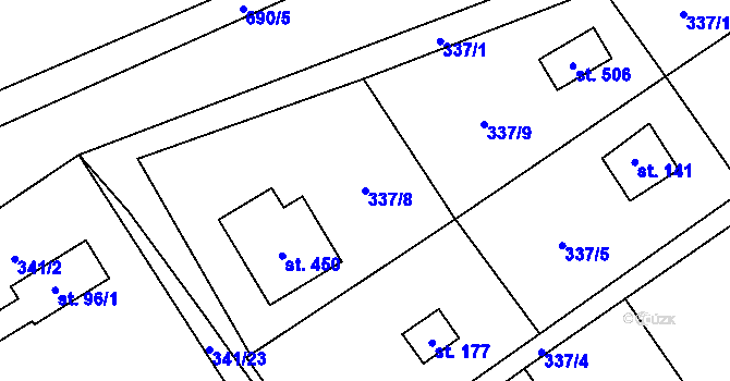 Parcela st. 337/8 v KÚ Libeř, Katastrální mapa