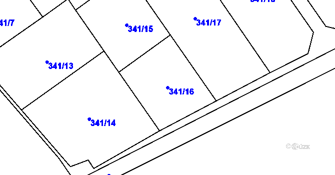 Parcela st. 341/16 v KÚ Libeř, Katastrální mapa