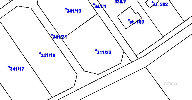 Parcela st. 341/20 v KÚ Libeř, Katastrální mapa