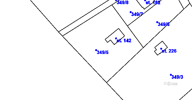 Parcela st. 349/5 v KÚ Libeř, Katastrální mapa