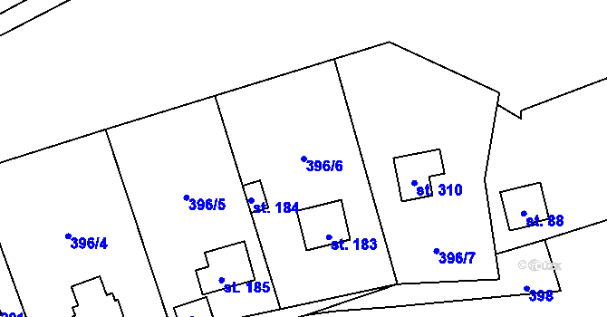 Parcela st. 396/6 v KÚ Libeř, Katastrální mapa