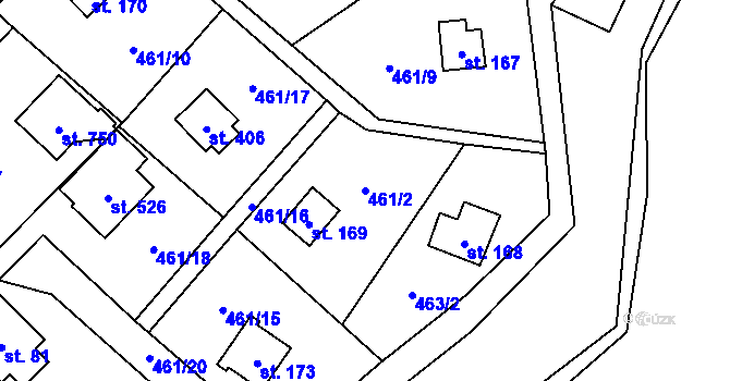 Parcela st. 461/2 v KÚ Libeř, Katastrální mapa
