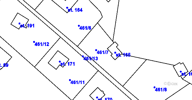 Parcela st. 461/7 v KÚ Libeř, Katastrální mapa