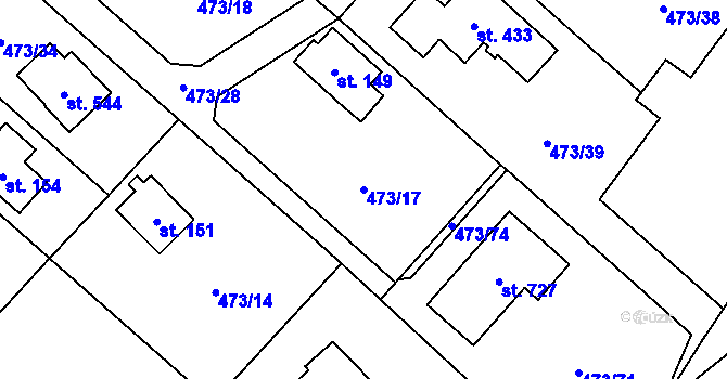 Parcela st. 473/17 v KÚ Libeř, Katastrální mapa