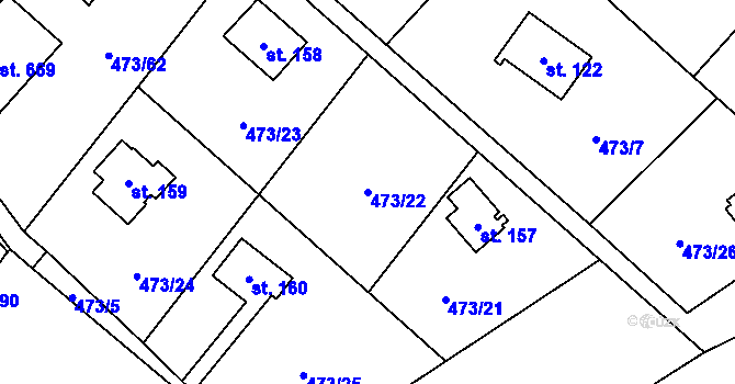 Parcela st. 473/22 v KÚ Libeř, Katastrální mapa