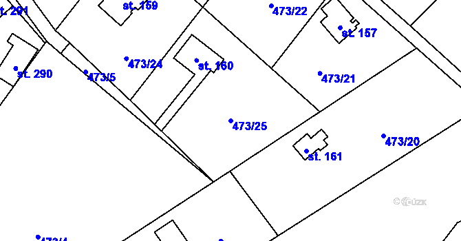Parcela st. 473/25 v KÚ Libeř, Katastrální mapa