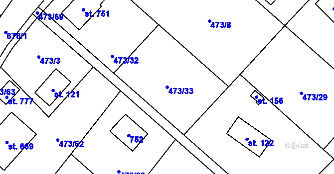 Parcela st. 473/33 v KÚ Libeř, Katastrální mapa