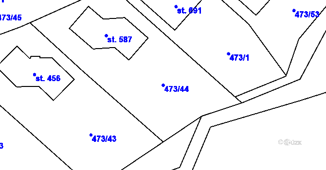 Parcela st. 473/44 v KÚ Libeř, Katastrální mapa