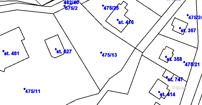 Parcela st. 475/13 v KÚ Libeř, Katastrální mapa