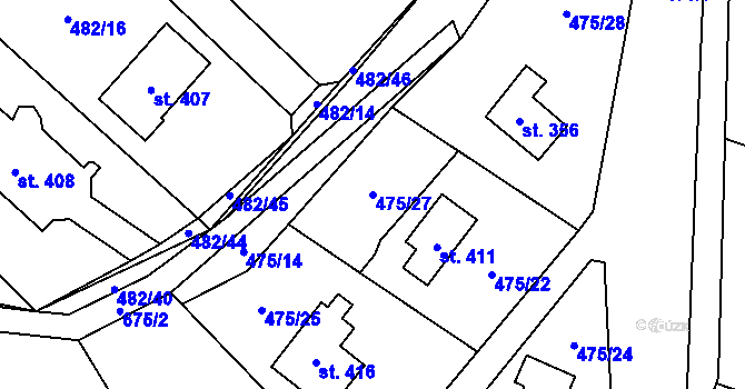 Parcela st. 475/27 v KÚ Libeř, Katastrální mapa