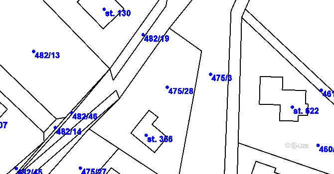 Parcela st. 475/28 v KÚ Libeř, Katastrální mapa