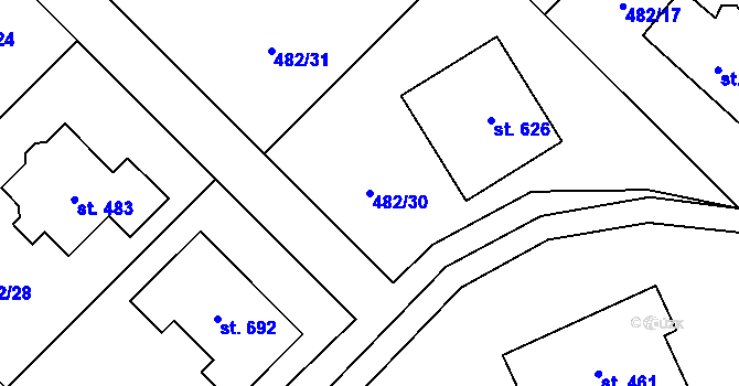 Parcela st. 482/30 v KÚ Libeř, Katastrální mapa