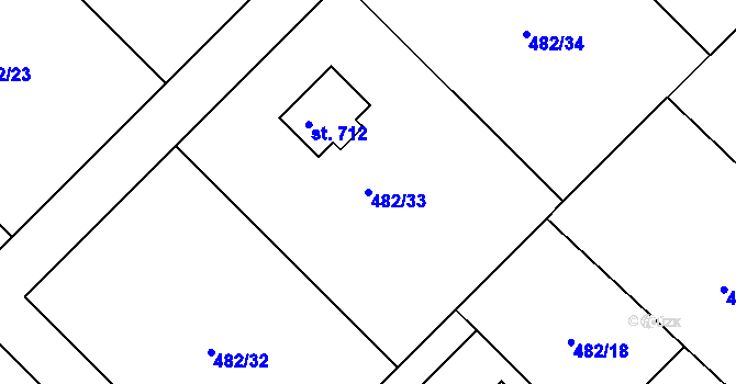 Parcela st. 482/33 v KÚ Libeř, Katastrální mapa