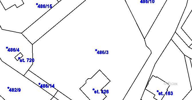 Parcela st. 486/3 v KÚ Libeř, Katastrální mapa