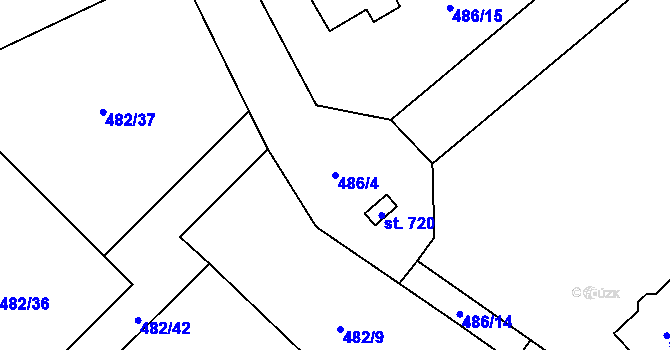 Parcela st. 486/4 v KÚ Libeř, Katastrální mapa