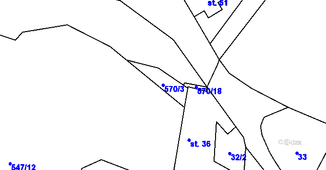 Parcela st. 570/3 v KÚ Libeř, Katastrální mapa