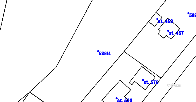 Parcela st. 588/4 v KÚ Libeř, Katastrální mapa