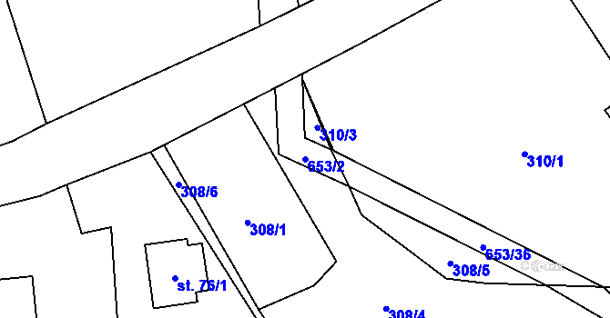 Parcela st. 653/2 v KÚ Libeř, Katastrální mapa