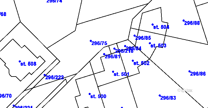 Parcela st. 296/81 v KÚ Libeř, Katastrální mapa