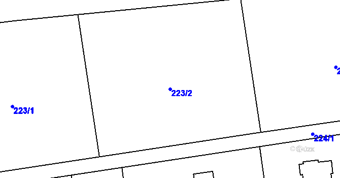 Parcela st. 223/2 v KÚ Libeř, Katastrální mapa
