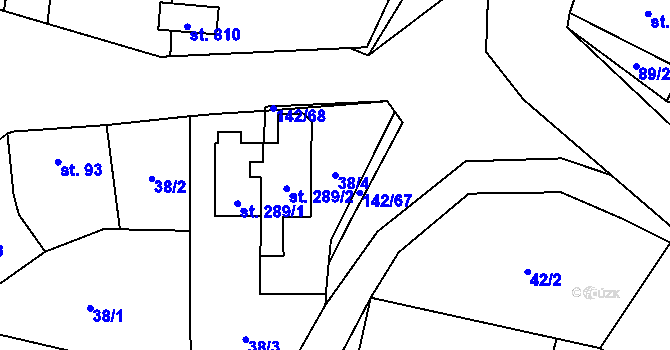 Parcela st. 38/4 v KÚ Libeř, Katastrální mapa