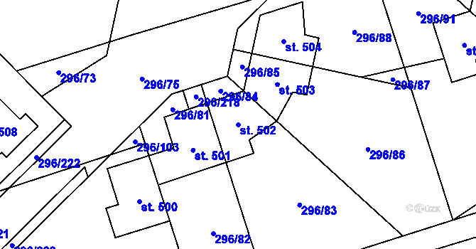 Parcela st. 502 v KÚ Libeř, Katastrální mapa