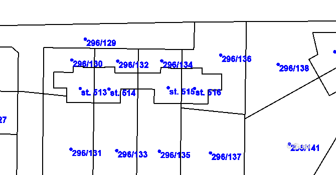 Parcela st. 515 v KÚ Libeř, Katastrální mapa