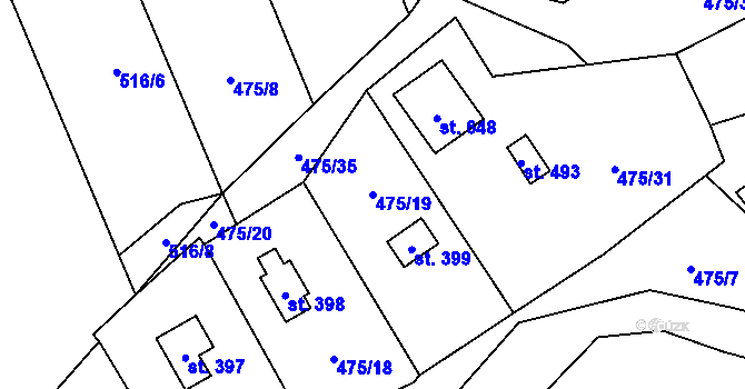 Parcela st. 475/19 v KÚ Libeř, Katastrální mapa