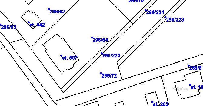 Parcela st. 296/220 v KÚ Libeř, Katastrální mapa