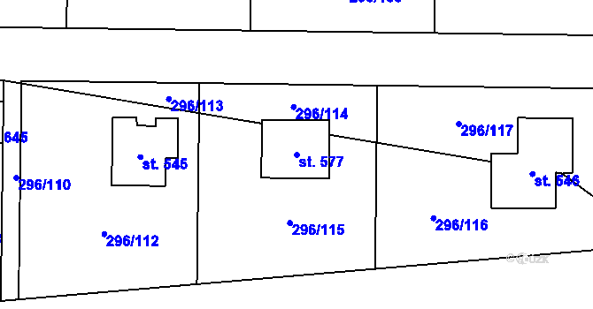 Parcela st. 577 v KÚ Libeř, Katastrální mapa