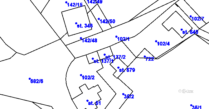Parcela st. 137/2 v KÚ Libeř, Katastrální mapa