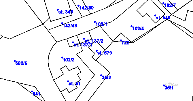Parcela st. 579 v KÚ Libeř, Katastrální mapa