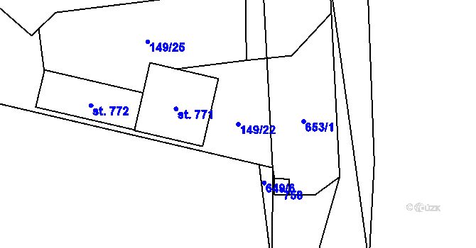 Parcela st. 149/22 v KÚ Libeř, Katastrální mapa