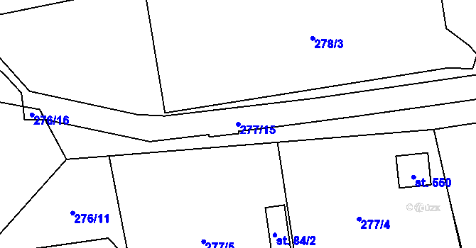 Parcela st. 277/15 v KÚ Libeř, Katastrální mapa