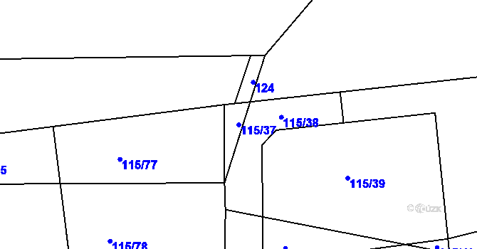 Parcela st. 115/37 v KÚ Libeř, Katastrální mapa