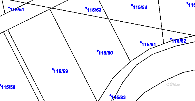Parcela st. 115/60 v KÚ Libeř, Katastrální mapa