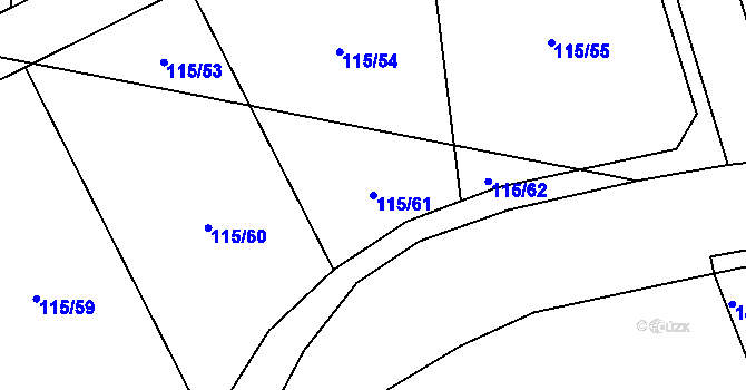 Parcela st. 115/61 v KÚ Libeř, Katastrální mapa